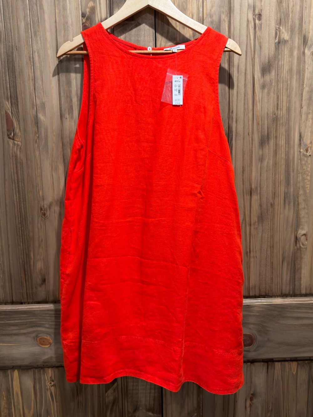 **NWT** Madewell Linen Flame Red Mini Dress XL **NEW**